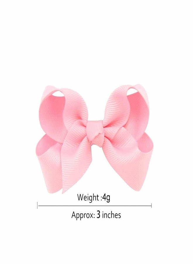 Jeffan 12 PCS 3" Pink Hair Bows for Girls, Grosgrain Ribbon Solid Color Hair Bows for Teen Toddler Little Girls - Image 2